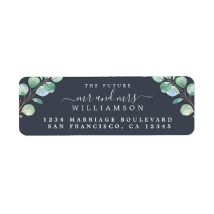 Etiqueta Futuro Sr. Sra. Green Foliage Boda Return Address