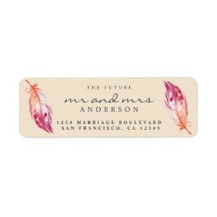Etiqueta Futuro Sr. Sra. Pink Feather Boda Return