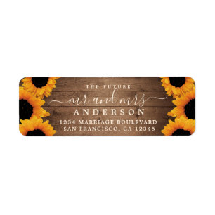 Etiqueta Futuro Sr. Sra. Sunflower Boda Return Address