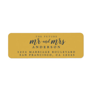 Etiqueta Futuro Sr. Sra. Yellow Ochre Boda Return Address