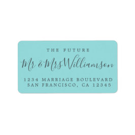 Etiqueta Futuro Sr. Turquoise Boda Return Address