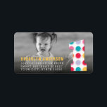 Etiqueta Fuzzy Modern Color Dots 1st Birthday Party Photo<br><div class="desc">Designed by fat*fa*tin. Easy to customize with your own text,  photo or image. For custom requests,  please contact fat*fa*tin directly. Custom charges apply.

www.zazzle.com/fat_fa_tin
www.zazzle.com/color_therapy
www.zazzle.com/fatfatin_blue_knot
www.zazzle.com/fatfatin_red_knot
www.zazzle.com/fatfatin_mini_me
www.zazzle.com/fatfatin_box
www.zazzle.com/fatfatin_design
www.zazzle.com/fatfatin_ink</div>