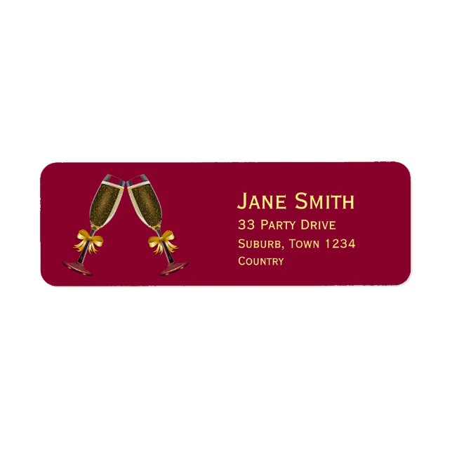 Etiqueta gafas de champán fiesta de moda moderna (Frente)