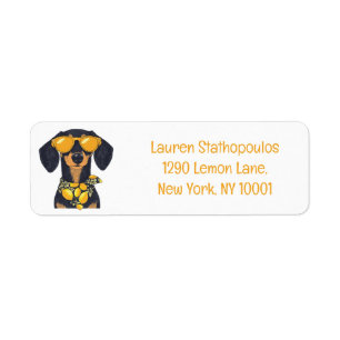 Etiqueta Gafas de sol para perros Cool Dachshund con limone