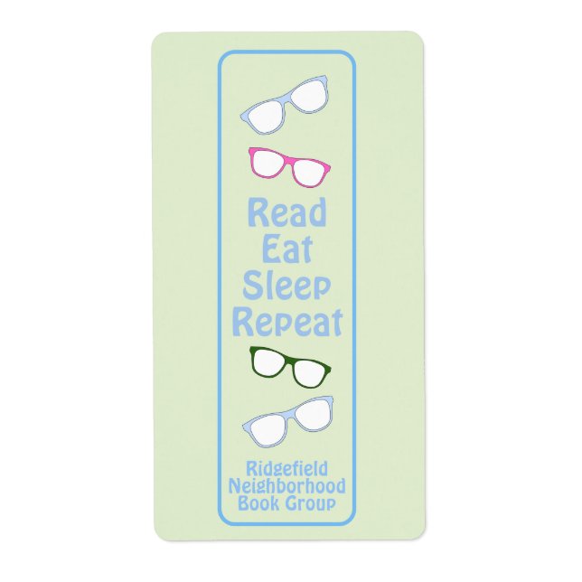 Etiqueta Gafas Read Eat Sleep Repeat  (Frente)