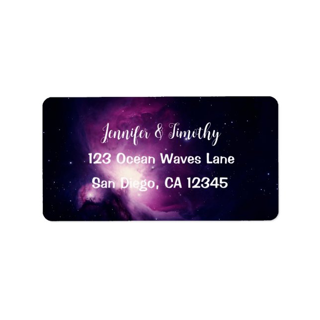 Etiqueta Galaxia Boda Estrellas Celestiales Universas Elega (Frente)