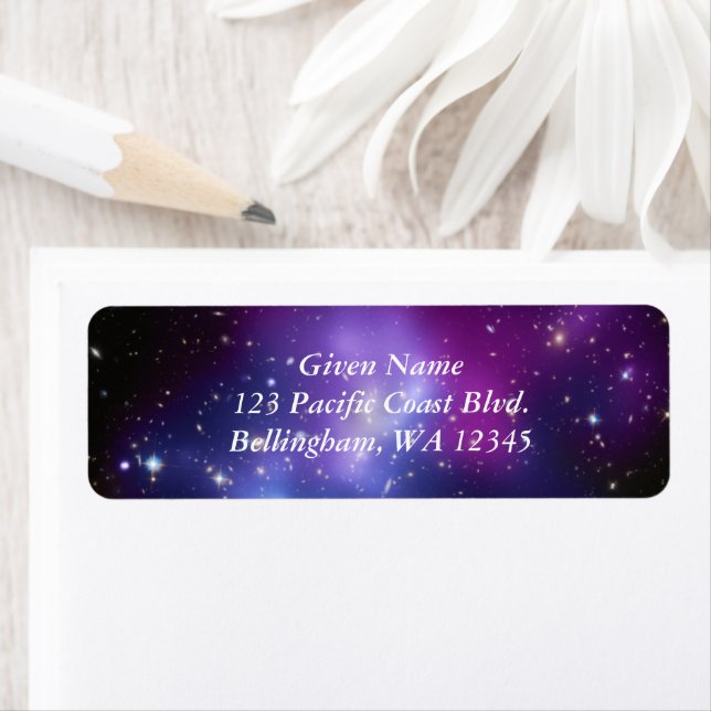 Etiqueta Galaxia púrpura Boda celeste (In situ)