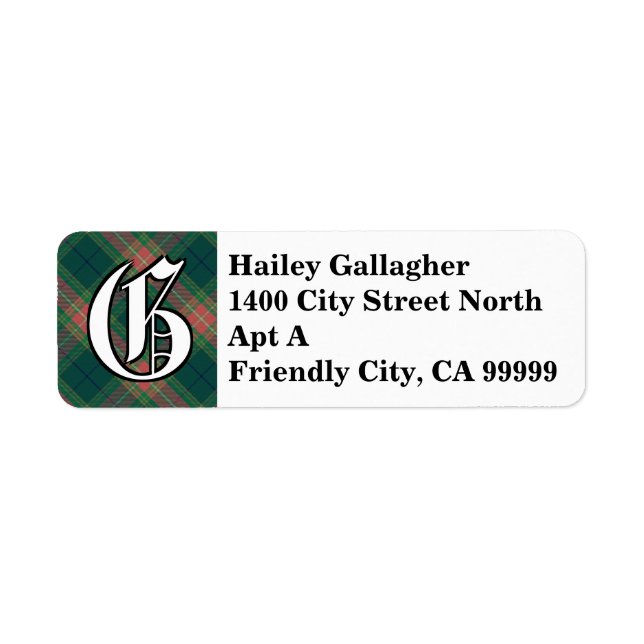 Etiqueta Gallagher Tartan Monograma (Frente)