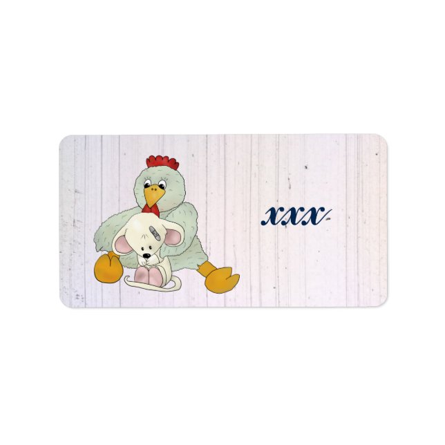 Etiqueta Gallina y ratón personalizado (Frente)