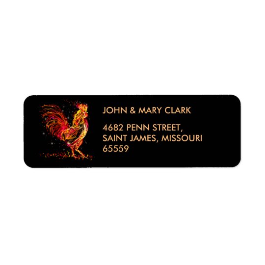 Etiqueta Gallo del fuego. Diseño fresco de la chispa animal