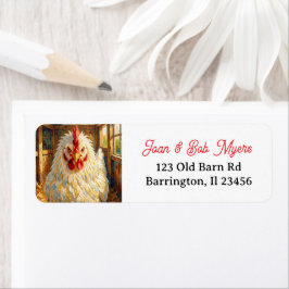 Etiqueta Gallo divertido con textura espesa que parece enoj