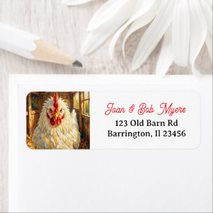 Etiqueta Gallo divertido con textura espesa que parece enoj