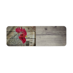 Etiqueta Gallo Gallinero Rústico Tablero de Granero