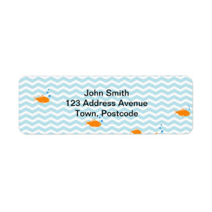 Etiqueta Galón azul caprichoso con los pescados del oro