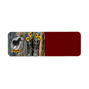 Etiqueta Galopando Cowboy Boots Horseshoe Sunflowers