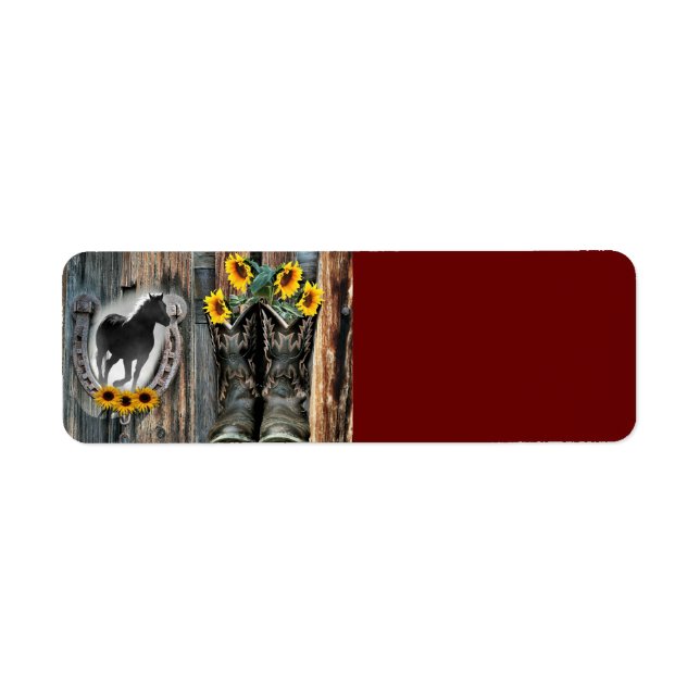 Etiqueta Galopando Cowboy Boots Horseshoe Sunflowers (Frente)