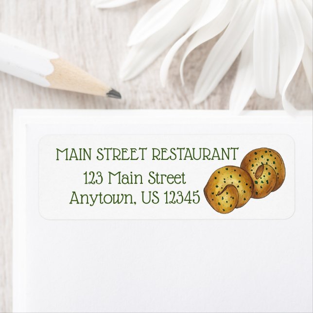 Etiqueta Garlic Knots Bread Roll Restaurante italiano de co (In situ)