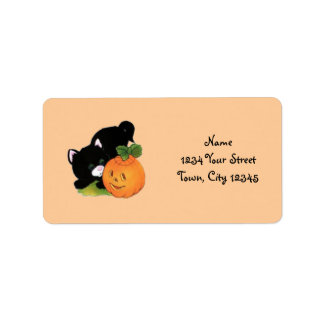 Etiqueta Gatito con calabaza