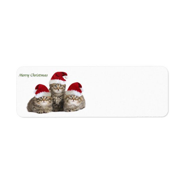 Etiqueta Gatitos de Navidad de Feliz (Frente)