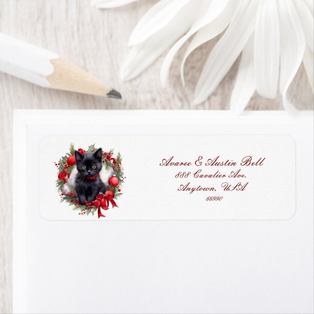 Etiqueta Gatitos Pequeños Vestidos Para Navidades (In situ)