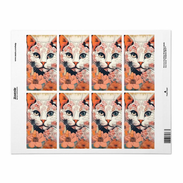 Etiqueta Gato Artístico (Hoja Entera)