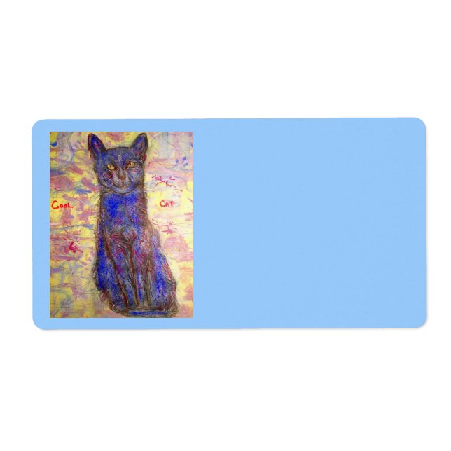 Etiqueta gato azul fresco (Frente)