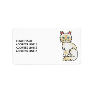 Etiqueta Gato Birman/Ragdoll de color atigrado crema y text