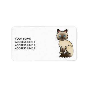 Etiqueta Gato Birman / Ragdoll de punta de chocolate y text