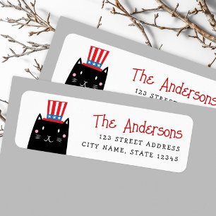 Etiqueta Gato con un gorra patriótico el 4 de julio