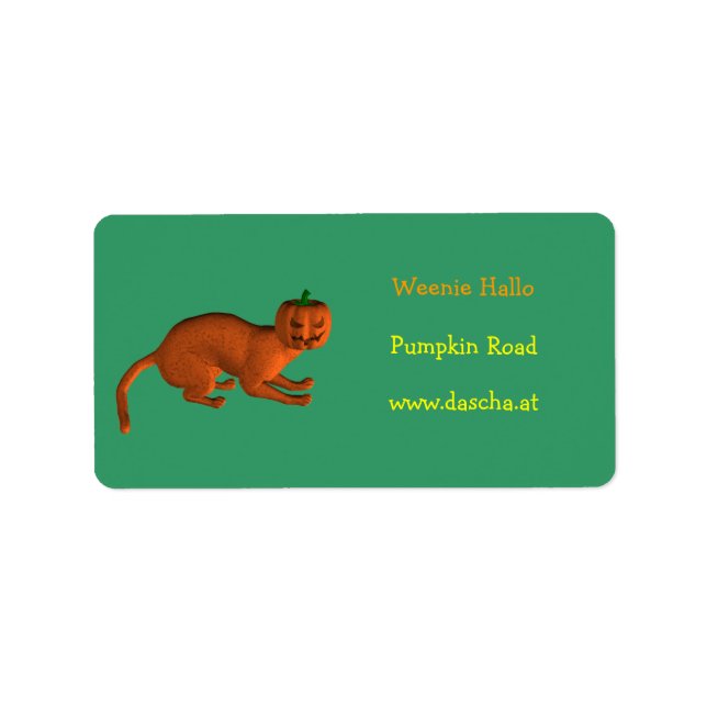 Etiqueta Gato de calabaza de Halloween (Frente)