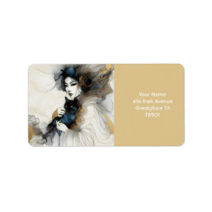 Etiqueta Gato de Chica japonés con fantasía