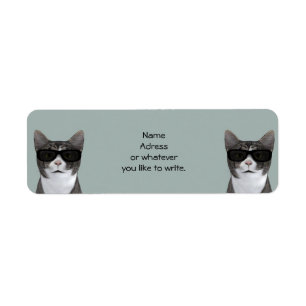 Etiqueta Gato de Guay con gafas de sol negras