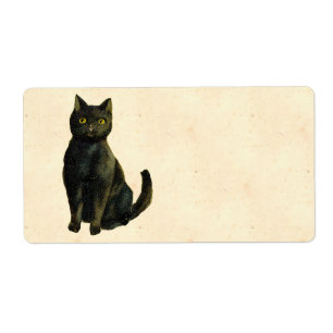 Etiqueta Gato de Halloween vintage