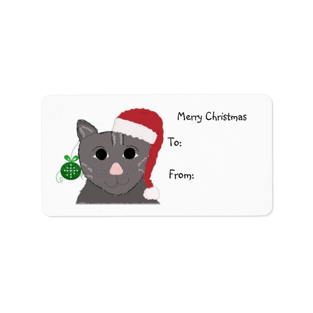 Etiqueta Gato de Navidades Adorables (Frente)