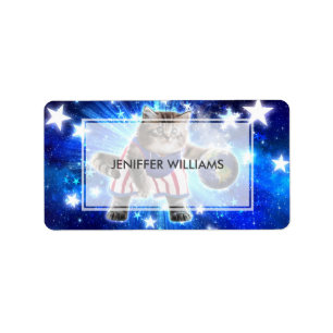 Etiqueta Gato espacial jugando al baloncesto