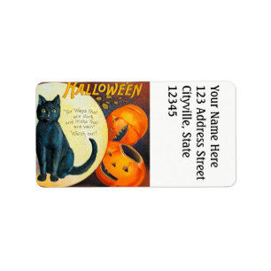Etiqueta Gato Falln Merry Halloween
