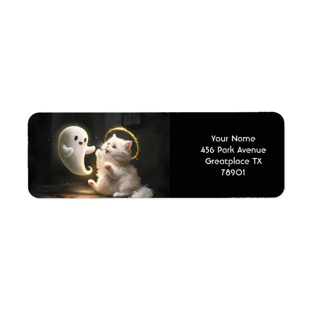 Etiqueta Gato fantasma blanco suave (Frente)