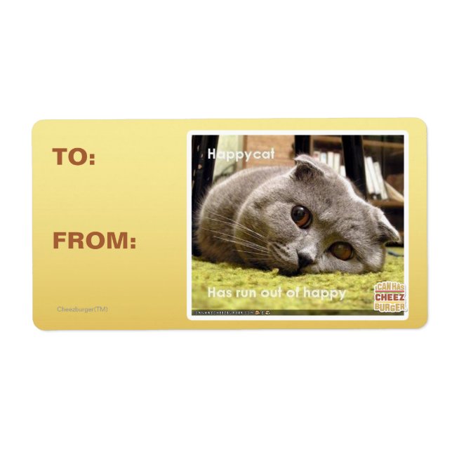 Etiqueta Gato feliz, descontento (Frente)