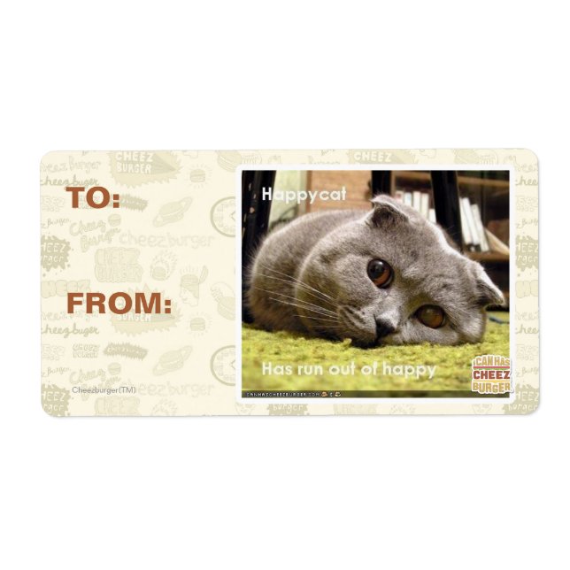 Etiqueta Gato feliz, descontento (Frente)