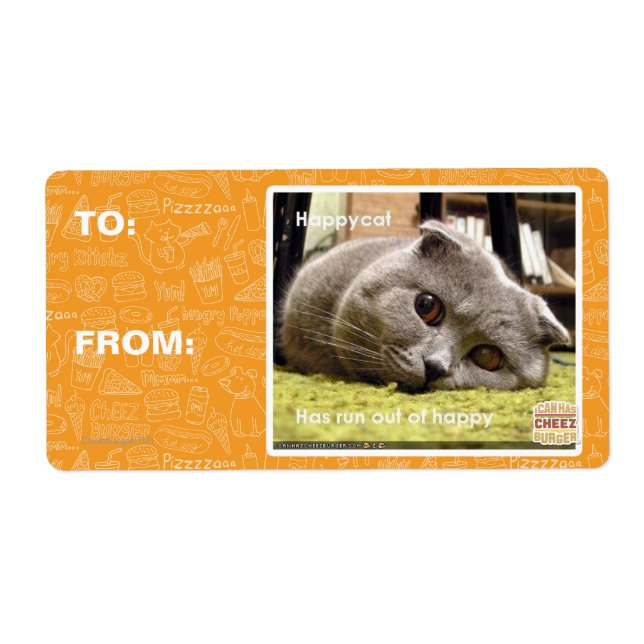 Etiqueta Gato feliz, descontento (Frente)