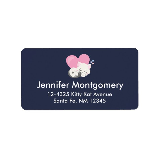 Etiqueta Gato gatito blanco lindo durmiendo (Frente)