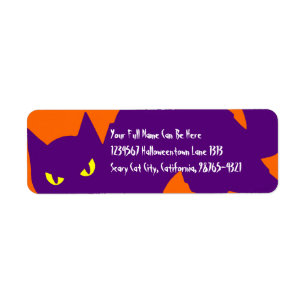 Etiqueta Gato Kitty de Halloween espeluznante