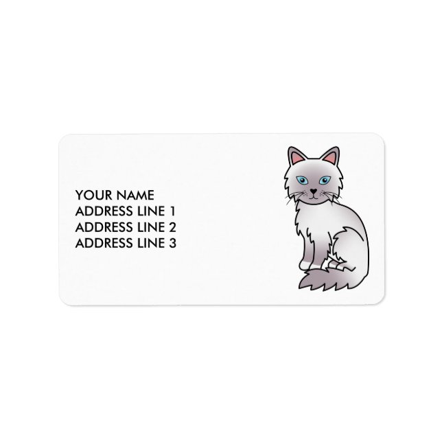 Etiqueta Gato Lilac Point Birman/Ragdoll & Texto Personaliz (Frente)