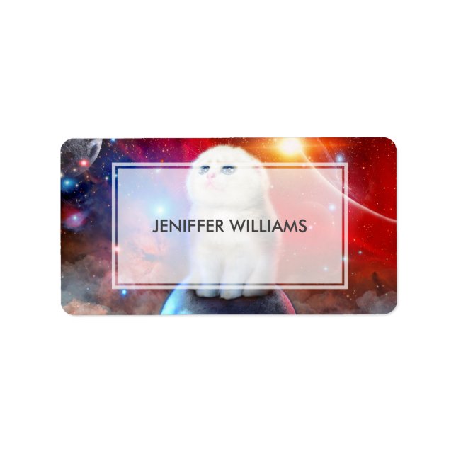 Etiqueta Gato llorando en el espacio (Frente)