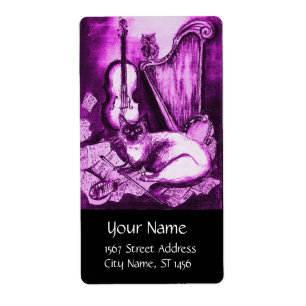 Etiqueta GATO MUSICAL, negro rosa morado