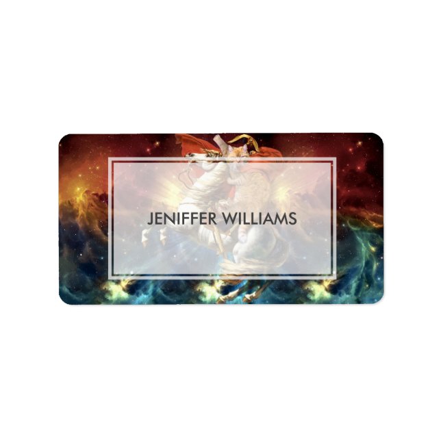 Etiqueta Gato Napoleón en el espacio (Frente)