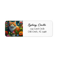 Gato naranja lindo en flores 
