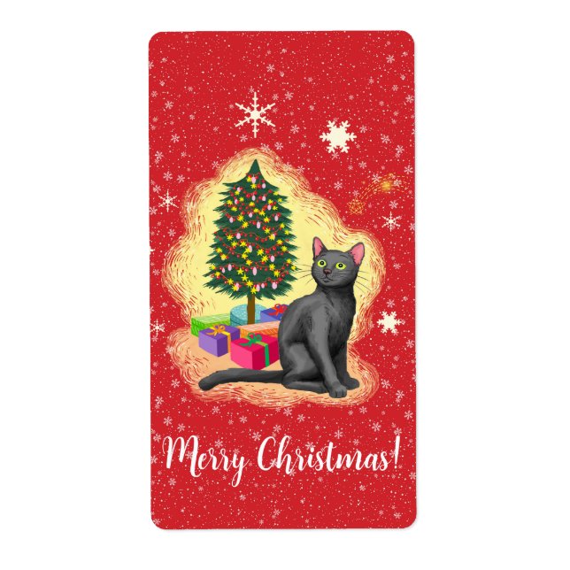 Etiqueta Gato navideño (Frente)