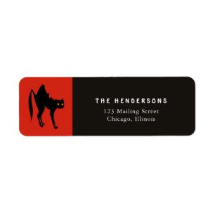 Etiqueta Gato negro de Halloween