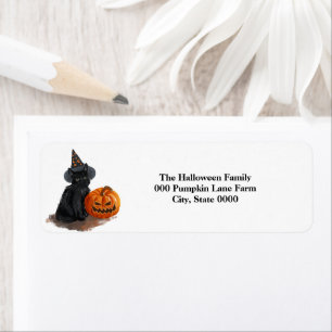 Etiqueta Gato negro de Halloween